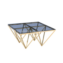 Luxury Gold Coffee Table Featuring Grey Glass Top